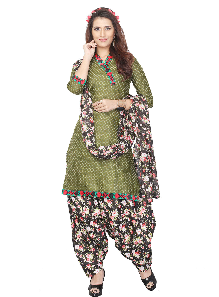 Chiffon Ladies Green Printed Patiala Salwar Suit, Stitched at Rs 900/piece  in Jetpur Navagadh